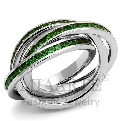 戒指,黃銅,鍍白,合成/人造,綠色,合成玻璃