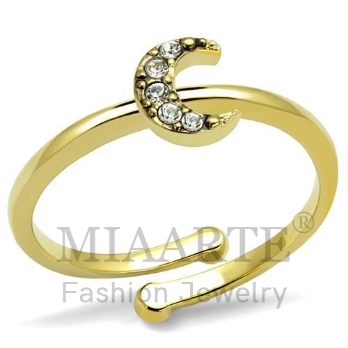 Ring,Brass,Flash Gold,Top Grade Crystal,Clear