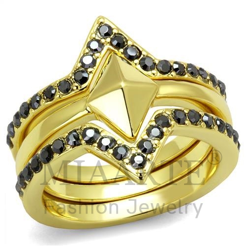 戒指,黃銅,鍍金,水鑽,黑膽石