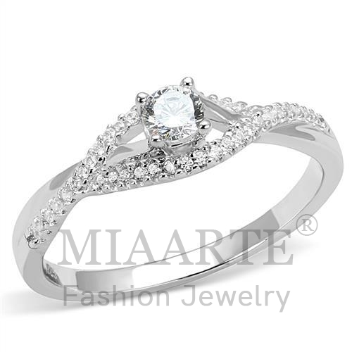 Ring,Sterling Silver,Rhodium,AAA Grade CZ,Clear