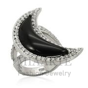 Wholesale Synthetic, Jet, Rhodium, Women, Sterling Silver, Ring