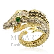 Wholesale Synthetic, Emerald, Rhodium+Gold+ Ruthenium, Women, Sterling Silver, Ring