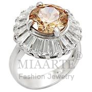 Wholesale AAA Grade CZ, Champagne, Rhodium, Women, Sterling Silver, Ring