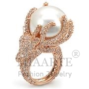 Wholesale Synthetic, White, Rose Gold, Women, Brass, Ring