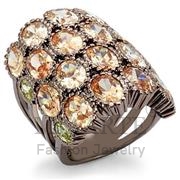 Wholesale AAA Grade CZ, MultiColor, Chocolate Gold, Women, Brass, Ring
