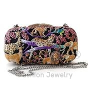 Wholesale Top Grade Crystal, MultiColor, Gold, Women, White Metal, Clutch