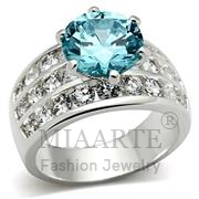 Wholesale AAA Grade CZ, AquaMarine, Silver Plated, Women, Sterling Silver, Ring