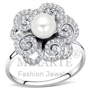 Ring,Sterling Silver,Rhodium,Synthetic,White,Pearl