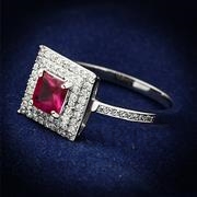 Wholesale Synthetic, Ruby, Rhodium, Women, Sterling Silver, Ring