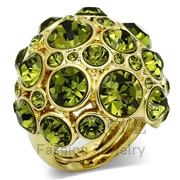Wholesale Top Grade Crystal, Olivine color, Gold, Women, Brass, Ring