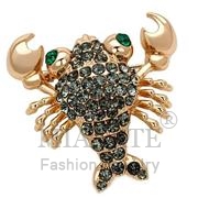 Wholesale Top Grade Crystal, Emerald, Flash Rose Gold, Women, White Metal, Brooches