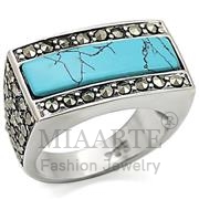 Wholesale Synthetic, AquaMarine, Antique Tone, Women, Sterling Silver, Ring