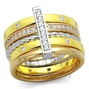 Ring,Sterling Silver,Rhodium & Gold & Rose Gold,AAA Grade CZ,Clear