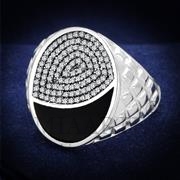 Wholesale AAA Grade CZ, Clear, Rhodium, Men, Sterling Silver, Ring