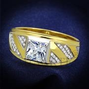 Wholesale AAA Grade CZ, Clear, Two-Tone, Men, Sterling Silver, Ring