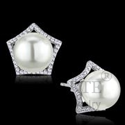 Earrings,Sterling Silver,Rhodium,Synthetic,White,Pearl