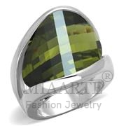 Wholesale AAA Grade CZ, Olivine color, Rhodium, Women, Sterling Silver, Ring