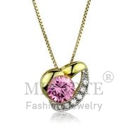 Wholesale AAA Grade CZ, Rose, Two-Tone, Women, Sterling Silver, Necklace