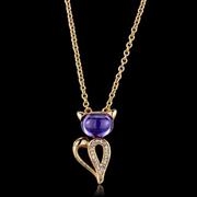 Chain Pendant,Sterling Silver,Rose Gold,AAA Grade CZ,Amethyst
