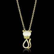 Chain Pendant,Sterling Silver,Gold,Synthetic,White,CatEye
