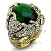 Wholesale Synthetic, Emerald, Flash Gold, Women, Brass, Ring