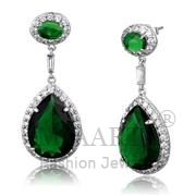 Wholesale Synthetic, Emerald, Rhodium, Women, Brass, Earrings