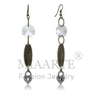 Wholesale Synthetic, Clear, Gold+Antique Silver, Women, White Metal, Earrings