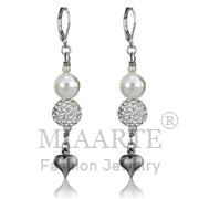 Wholesale Synthetic, White, Antique Silver, Women, White Metal, Earrings
