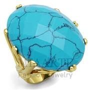 Wholesale Synthetic, Turquoise, Gold, Women, Brass, Ring