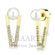 Earrings,Brass,Gold,Synthetic,White,Pearl,Round