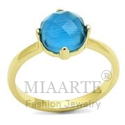 Wholesale Synthetic, Capri Blue, Flash Gold, Women, Brass, Ring