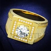 Wholesale AAA Grade CZ, Clear, Gold, Men, Sterling Silver, Ring