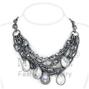 Wholesale AAA Grade CZ, Clear, TIN Cobalt Black, Women, Brass, Necklace