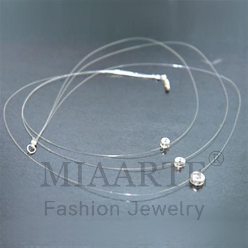 Necklace,Sterling Silver,Silver Plated,AAA Grade CZ,Clear