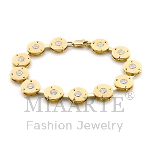Bracelet,Brass,Mat Gold & Gold,AAA Grade CZ,Clear