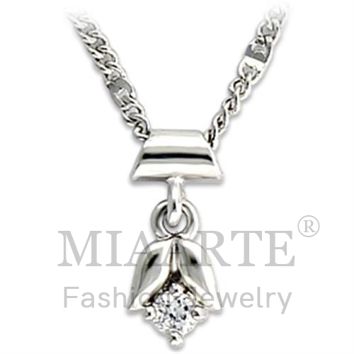 Chain Pendant,Brass,Rhodium,AAA Grade CZ,Clear