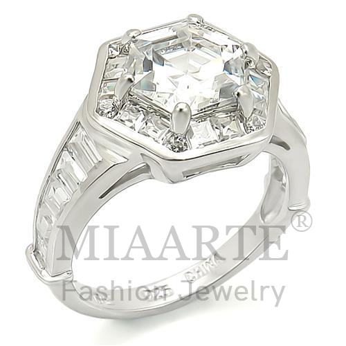 Ring,Sterling Silver,Rhodium,AAA Grade CZ,Clear