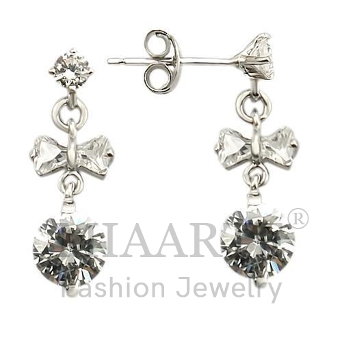 Earrings,Sterling Silver,Rhodium,AAA Grade CZ,Clear