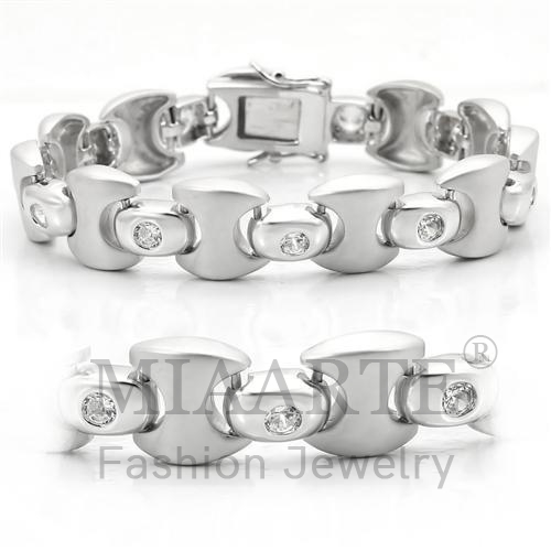 Bracelet,Brass,Mat Rhodium & Rhodium,AAA Grade CZ,Clear
