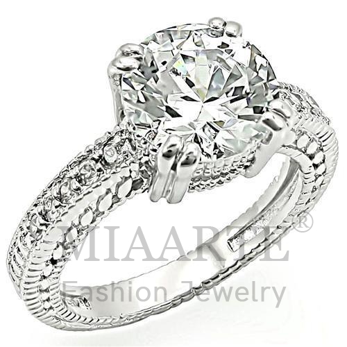 Ring,Brass,Rhodium,AAA Grade CZ,Clear