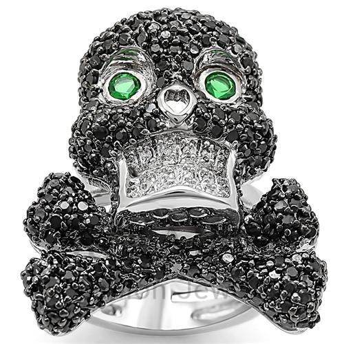 Ring,Brass,Rhodium&Ruthenium,Synthetic,Emerald,Synthetic Glass