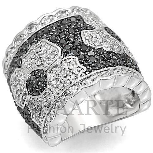 Ring,Brass,Rhodium&Ruthenium,AAA Grade CZ,Clear