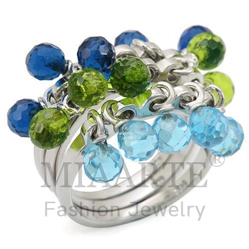 Ring,Sterling Silver,Rhodium,Synthetic,MultiColor,Synthetic Glass