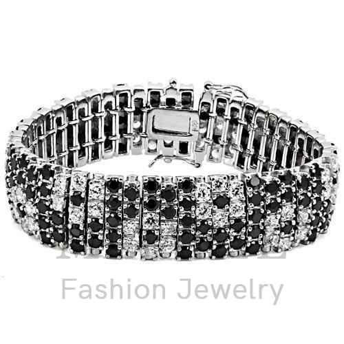 Bracelet,Sterling Silver,Rhodium,AAA Grade CZ,BlackDiamond