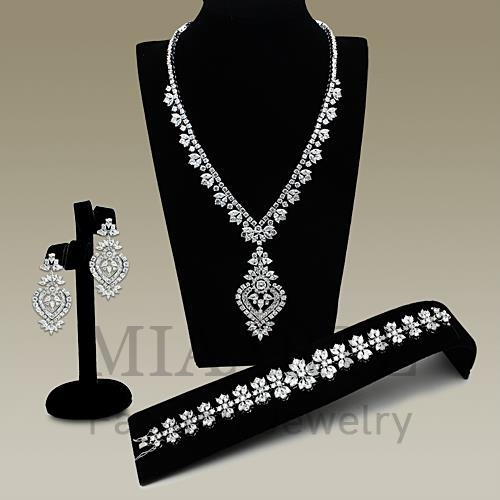 Set,Brass,Rhodium,AAA Grade CZ,Clear