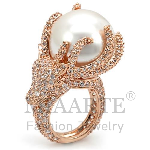 Ring,Brass,Rose Gold,Synthetic,White,Pearl