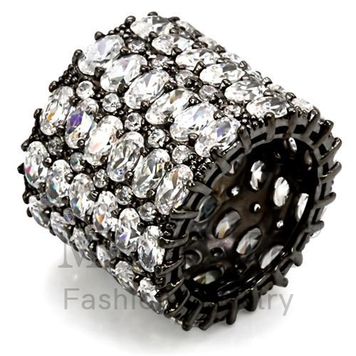 Ring,Brass,Ruthenium,AAA Grade CZ,Clear