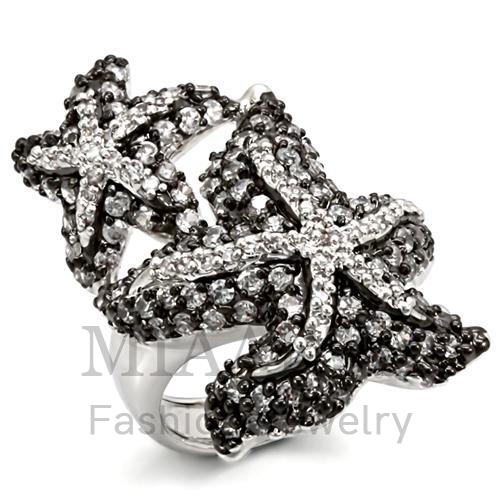 Ring,Brass,Rhodium&Ruthenium,AAA Grade CZ,Clear