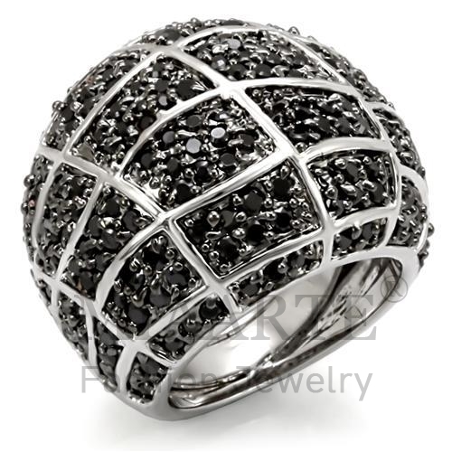 Ring,Brass,Rhodium&Ruthenium,AAA Grade CZ,BlackDiamond