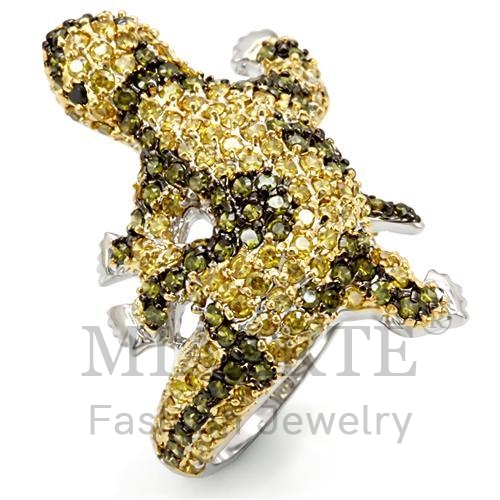 Ring,Brass,Gold & Ruthenium,AAA Grade CZ,MultiColor